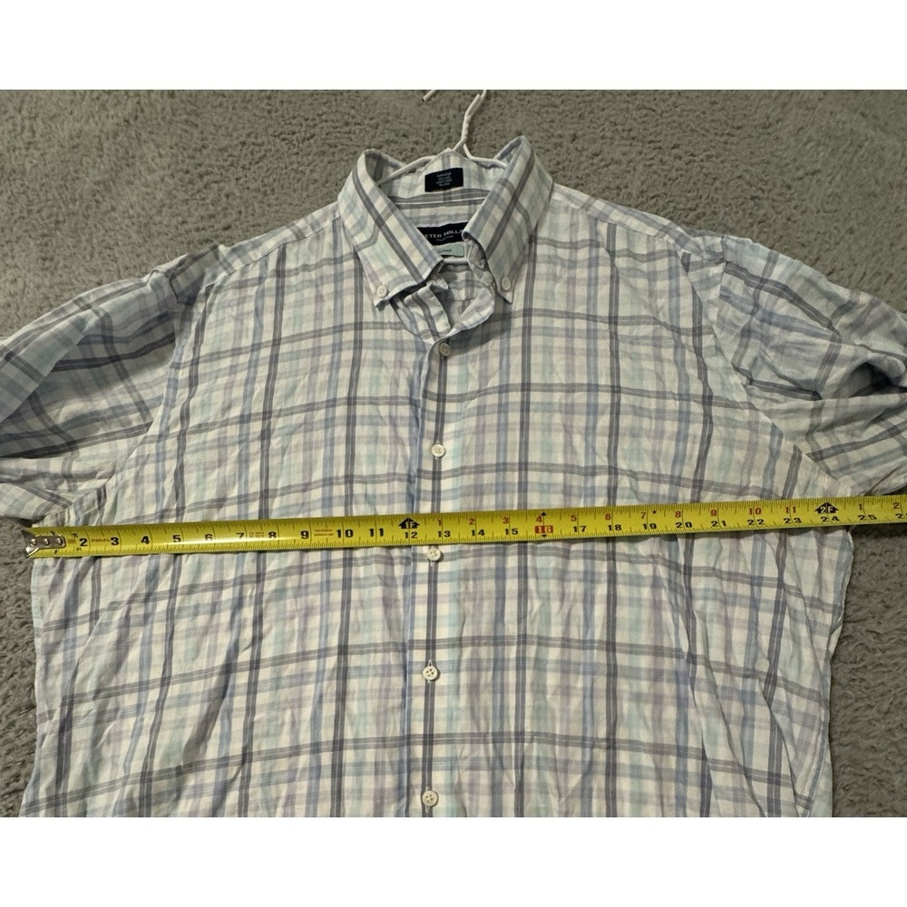 Peter Millar Collection Flex Finish Plaid Long Sleeve Cotton Shirt Size XL - Picture 5 of 7